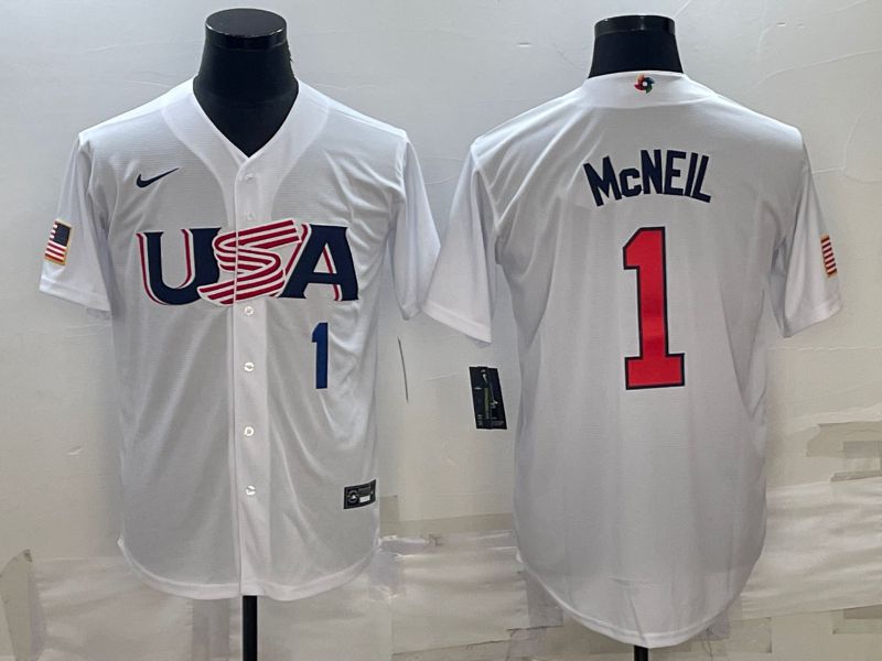 Men 2023 World Cub USA #1 Mcneil White Nike MLB Jersey6->more jerseys->MLB Jersey